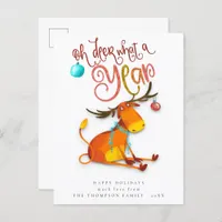 Cute Oh Deer What A Year Fun Holiday Postcard