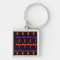 Best Mom Colored Blocks & Black Background Keychain