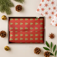 Playful Red Green Tree Festive Holiday Tissue Paper
