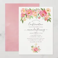 Pastel Pink Watercolor Peonies Confirmation Invitation