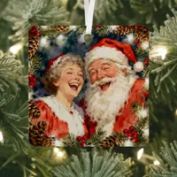 A Cute Mr and Mrs Claus Holiday Poem Personalized Metal Ornament