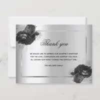 Sympathy silver floral photo thank you card