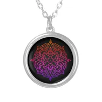 Colorful Rainbow Simple Mandala  Silver Plated Necklace