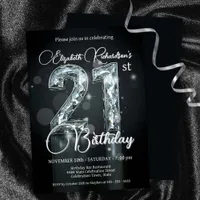 Stylish Sparkling Diamond-Encrusted 21st Birthday Invitation