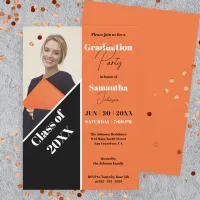 Trendy Diagonal Stripe Photo Graduation Party  Invitation