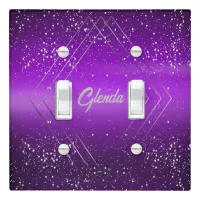 Modern Purple Brushed Metal with Silver Monogram | Light Switch Cover