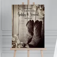 Rustic Cowboy Boots Floral Barn Wedding Foam Board