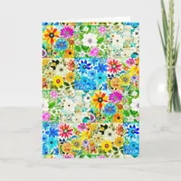 Watercolor Floral Patchwork Personalized Birthday Card