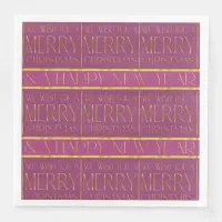 Magenta Gold Christmas Pattern#35b ID1009 Paper Dinner Napkins