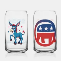 Happy Republican/Sad Democrat Can Glass