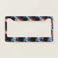 Stellar Symphony Galactic Nebulas Pattern License Plate Frame