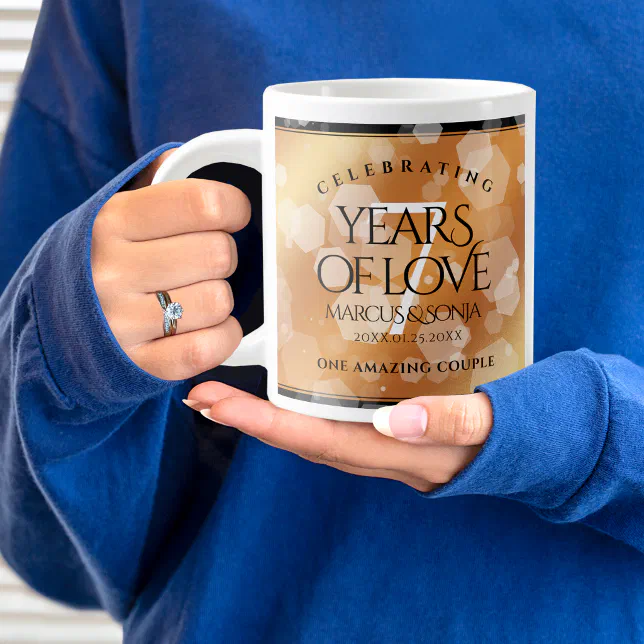 Elegant 7th Copper Wedding Anniversary Celebration Giant Coffee Mug