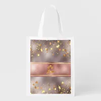 Rose gold business logo grocery bag