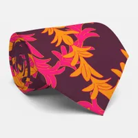 Pink Orange Plumeria Pattern Beach Wedding Neck Tie