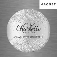 Silver glitter monogram name magnet