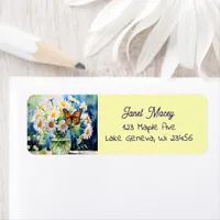 Vase of Daisies Pretty Floral  Personalized Label