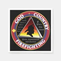 Patriotic God Country Firefighting Circular Logo Napkins