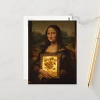 Mona Lisa Holds a Van Gogh Postcard