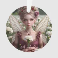 Beautiful January Fairy in Carnations Ornament