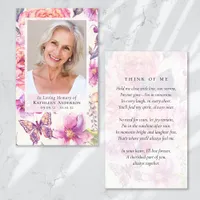 Floral Photo Funeral Memorial Prayer Card