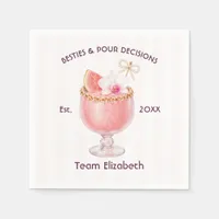Pour Decisions Pink Cocktail Bachelorette Party Napkins