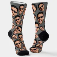 Custom Funny Face Photo All Over Socks Slate Grey