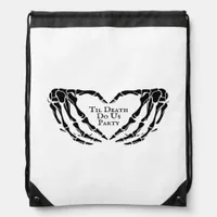 Til Death Skeleton Heart Hands Gothic Mood Drawstring Bag