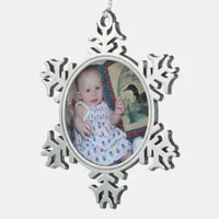 Customize Add Name Photo or Artwork Snowflake Pewter Christmas Ornament