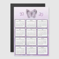 2020 Mini Calendar Purple Butterfly Magnetic Invitation