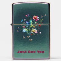 Simple Floral Watercolor Monogram Bee Zippo Lighter