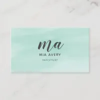 Sophisticated watercolor mint simple business card