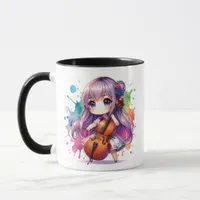 Cute Anime Girl Playing Cello Player Mug