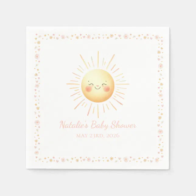 Cute Smiling Yellow Watercolor Sunshine Aesthetic  Napkins