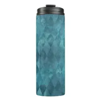 Iridescent Teal Vintage Harlequin Pattern Thermal Tumbler
