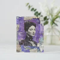 Pretty Vintage Woman Purple Collage Sheet Music  Postcard