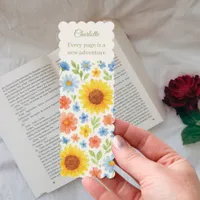 Sunflower yellow blue quote bookmarks
