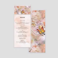 Heart Pearls Roses Butterflies Wedding Laminated Menu