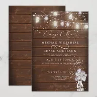 Rustic Mason Jar String Lights   theBarefootBride™ Invitation