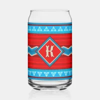 Southwest River Canyon Red Turquoise Monogram Can Glass