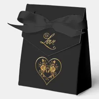 Dramatic and Elegant Gold Rose  Favor Boxes