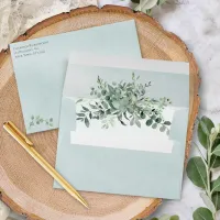 Dusty Blue Eucalyptus Greenery Wedding Envelope