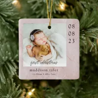 Baby's First Christmas Photo Marble Ceramic Ornament