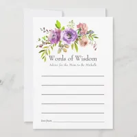 Watercolor Floral Spring Baby Shower Advice Card