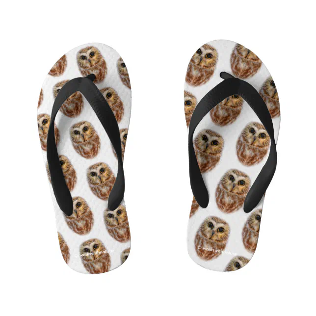 Cute Northern Saw Whet Owl Kid's Flip Flops