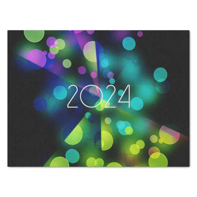 2024 new year with multicolor bubbles tissue paper