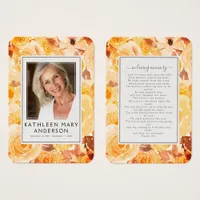 Yellow Florals Photo Funeral Memorial Prayer Card