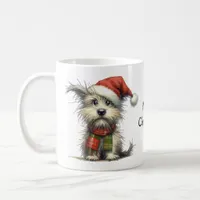 Cute Terrier Dog in a Christmas Santa Hat Coffee Mug