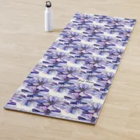 Watercolor Delphinium Perennial Flowers in Purple Yoga Mat