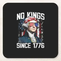 No Kings In America Since 1776 Distressed USA Square Paper Coaster