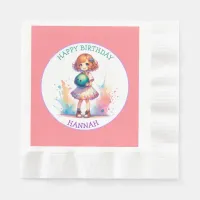 Bowling Party Girl's Anime Birthday Personalized  Napkins